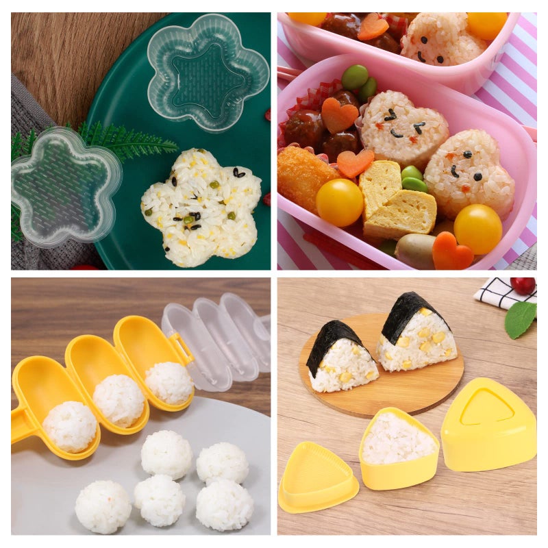 Machomby 10pcs Cute Onigiri DIY Rice Ball Molds - Animal Decorating, Triangle Shapes, Bento Sushi Maker Tool - Image 4
